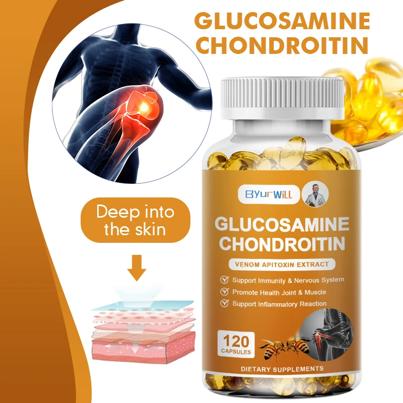 ByurWill Glucosamine Chondroitin Bee Venom Extract Capsules for Relieve Joint & Knee Pain Relieve Discomfort of Bones and Joint
