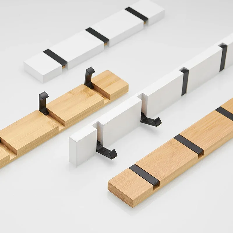 Perchero plegable de bambú montado en la pared para ropa, colgadores de puerta, para abrigo perchero, toalla, estante para Baño