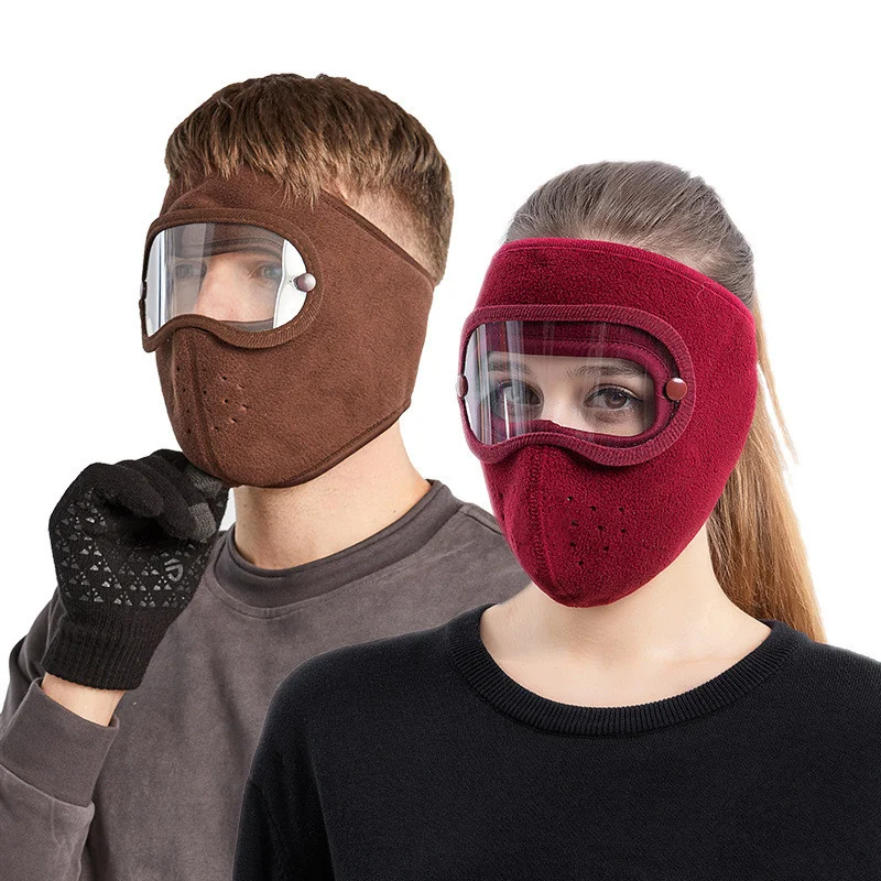 Masque facial chaud respirant en polaire, pour l'équitation en plein air, coupe-vent HD, Anti-buée, pour hommes et femmes, automne et hiver