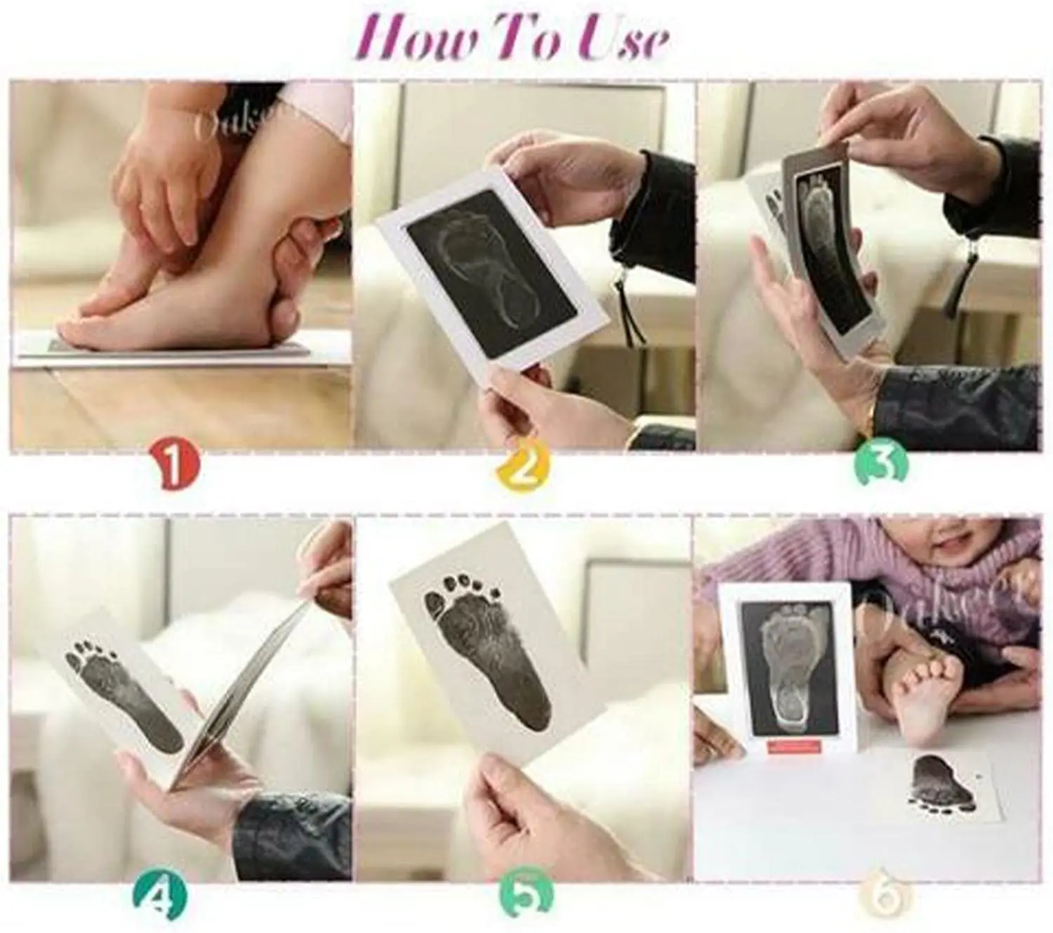 Bé Sơ Sinh DIY Handprint Dấu Chân Bộ Mực Miếng Lót Khung Ảnh Handprint Đồ Lưu Niệm Và Thú Cưng Chó Mèo Paw In Hình