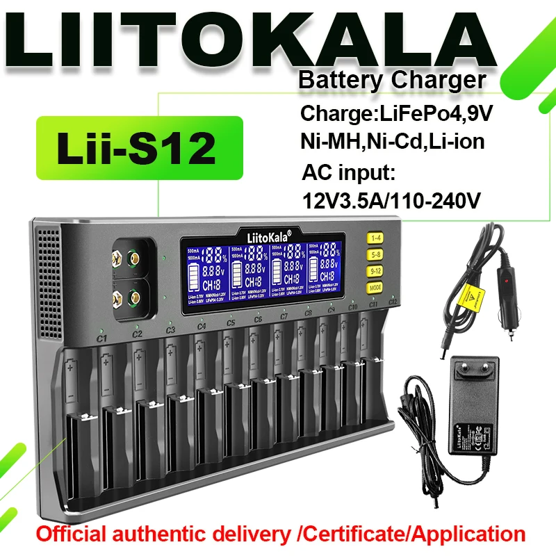 Inteligentna ładowarka do akumulatorów LiitoKala Lii-S12 S8 S6 AA AAA 16340 14500 18650 26650 21700 32700 Li-ion LiFePO4 Ni-MH/CD