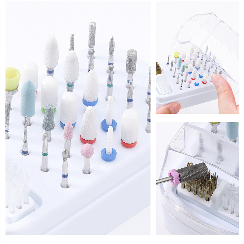 30 穴マニキュアヘッドオーガナイザーアクリルポータブルオーガナイザー防塵クリーニングオーガナイザープロのネイルアーティストの必需品