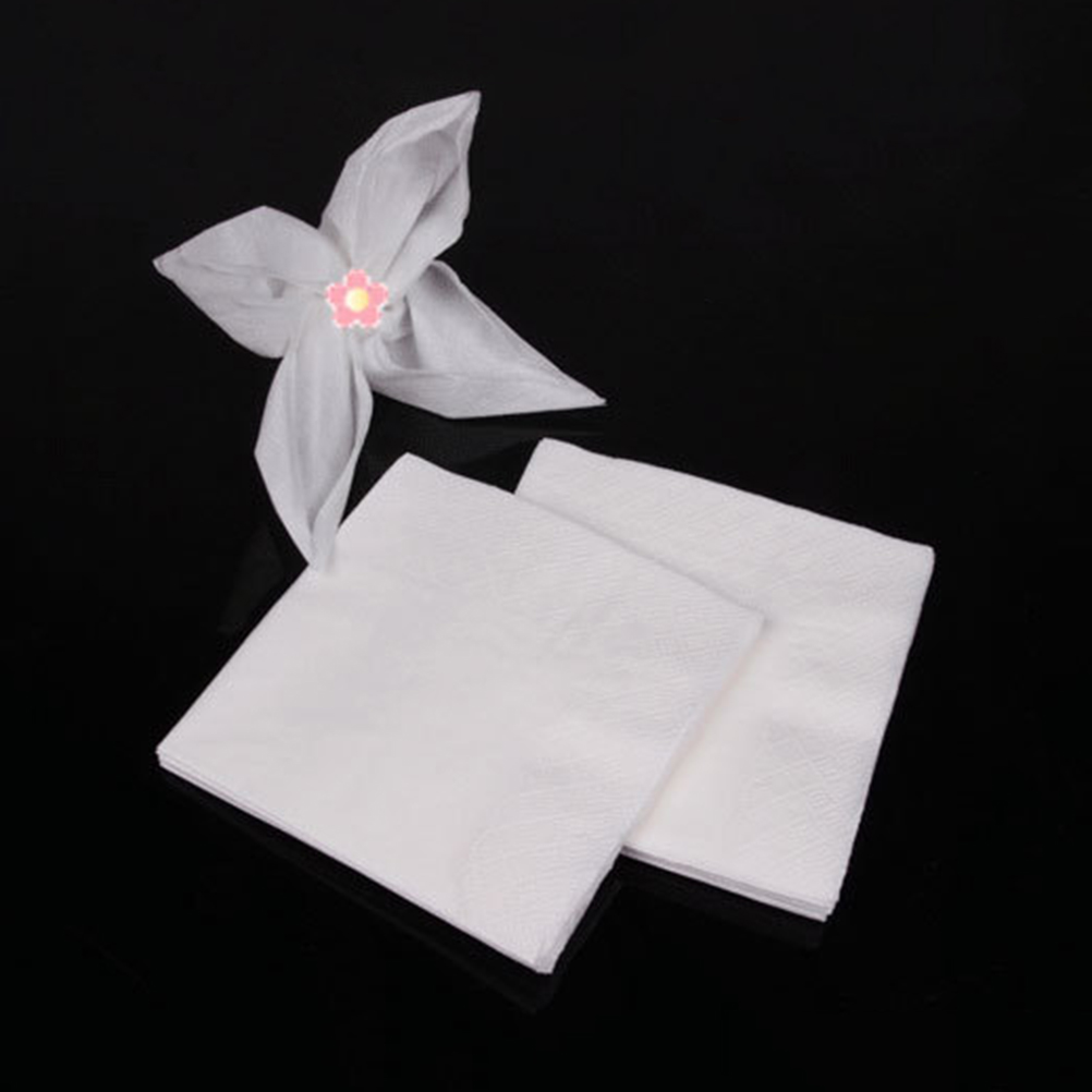 Lot de serviettes carrées en lin pour restaurant, 2 plis, serviettes en papier, décorations de table blanches, 300 feuilles
