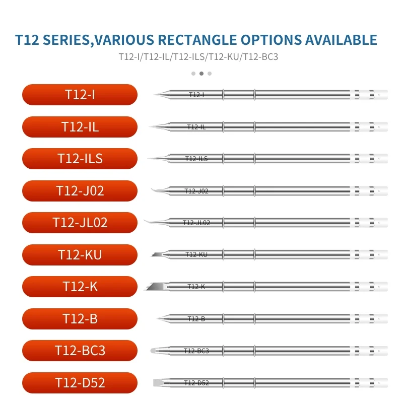 T12 Series Soldering Iron Tips Electric Welding Tool T12-I ILS JL02 KU K Replacement Tips for FX-951 Rework Station