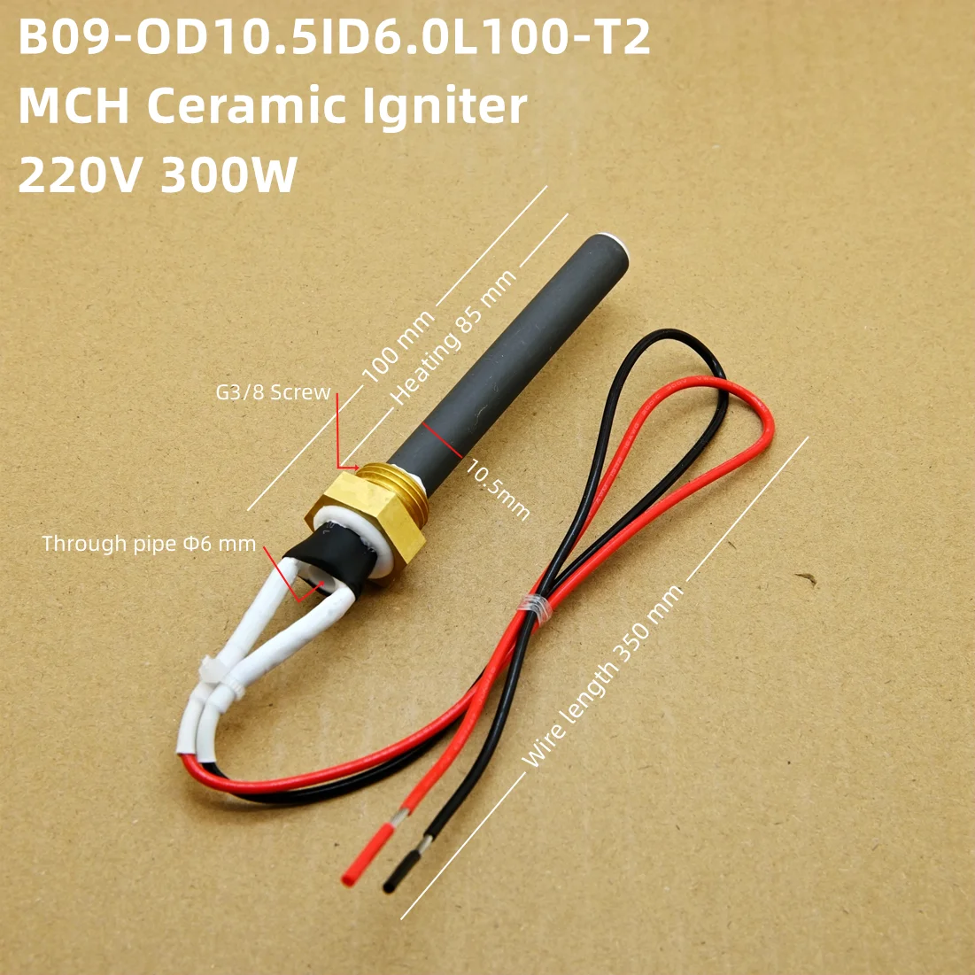 Encendedor de pellets de cerámica G3/8, 220v, 300w, accesorios de cocina, encendido rápido, resistente a altas temperaturas, varilla de encendido duradera