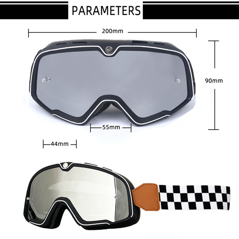 Motorrad Brille Retro Motocross Brille Roller ATV Skifahren Sonnenbrille Brillen Anti-UV Cafe Racer Chopper Radfahren Racing