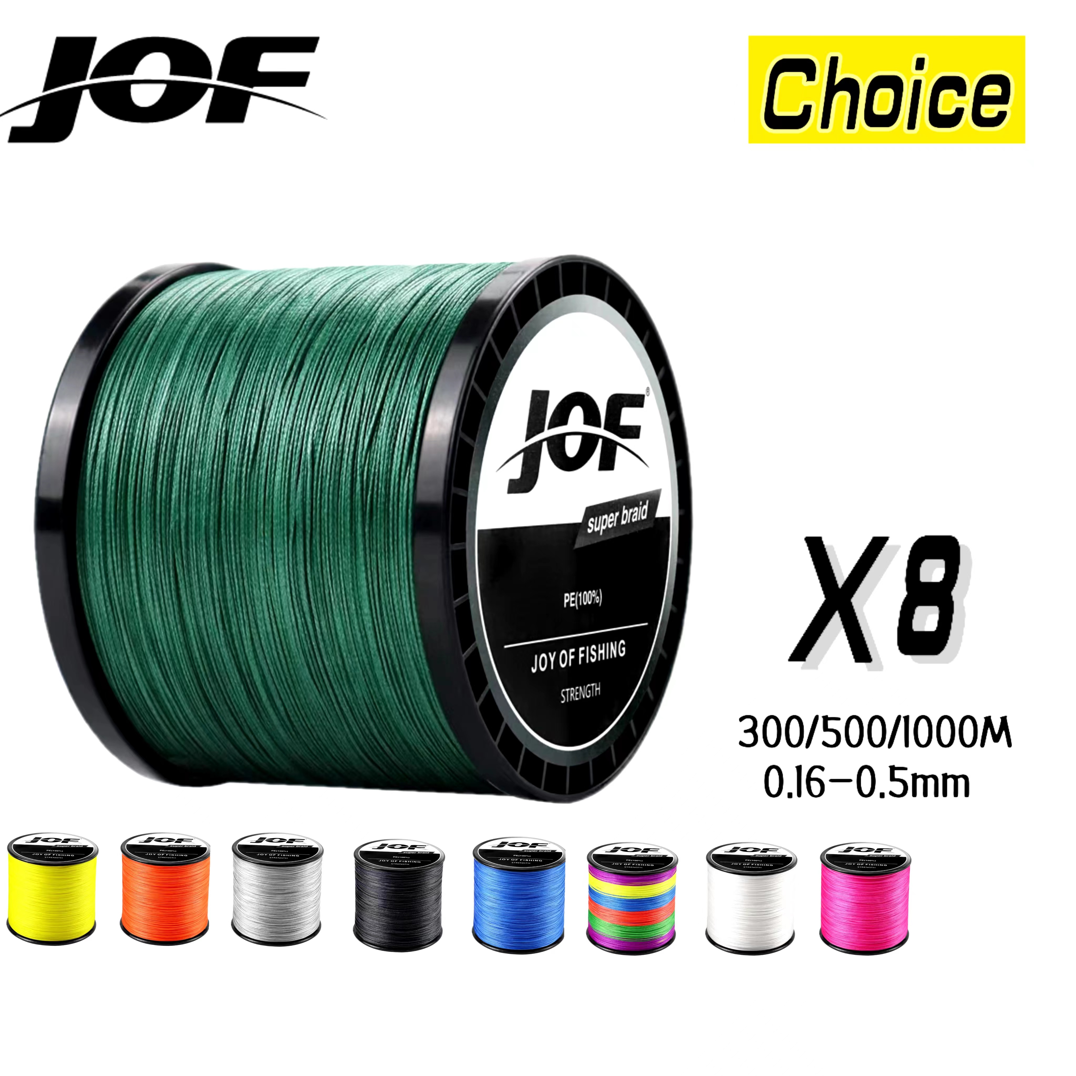 JOF 300M-1000M 8 Strand Braided Outdoor Fishing Line Sea Fishing Ice Fishing River Fishing Rock Fishing Fishing Gear 22-88LB X8