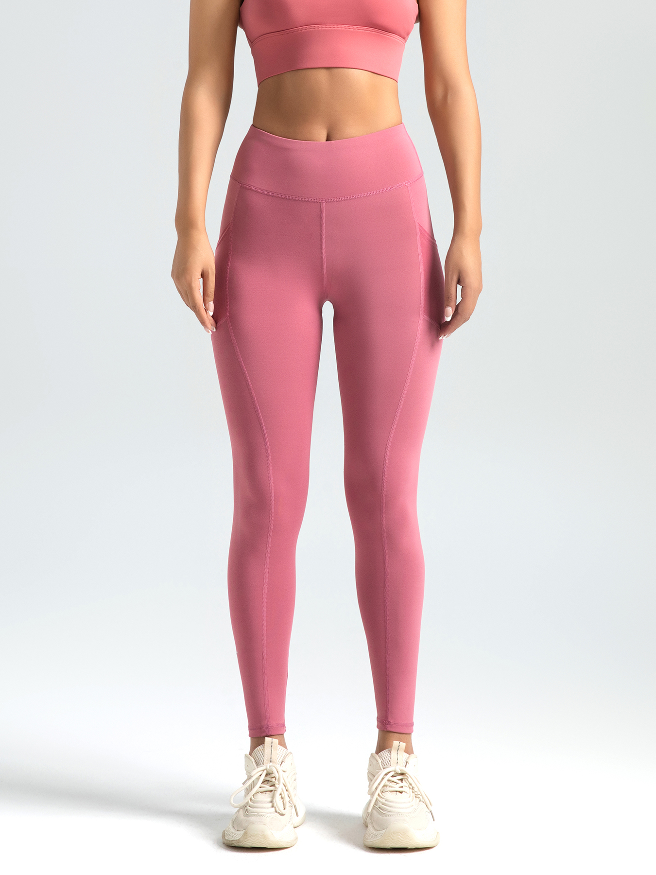 Hot Sale Fitness-leggings Vrouwelijke leggings over de volledige lengte Hardloopbroek Comfortabel en nauwsluitend Zijzakken Yogabroek