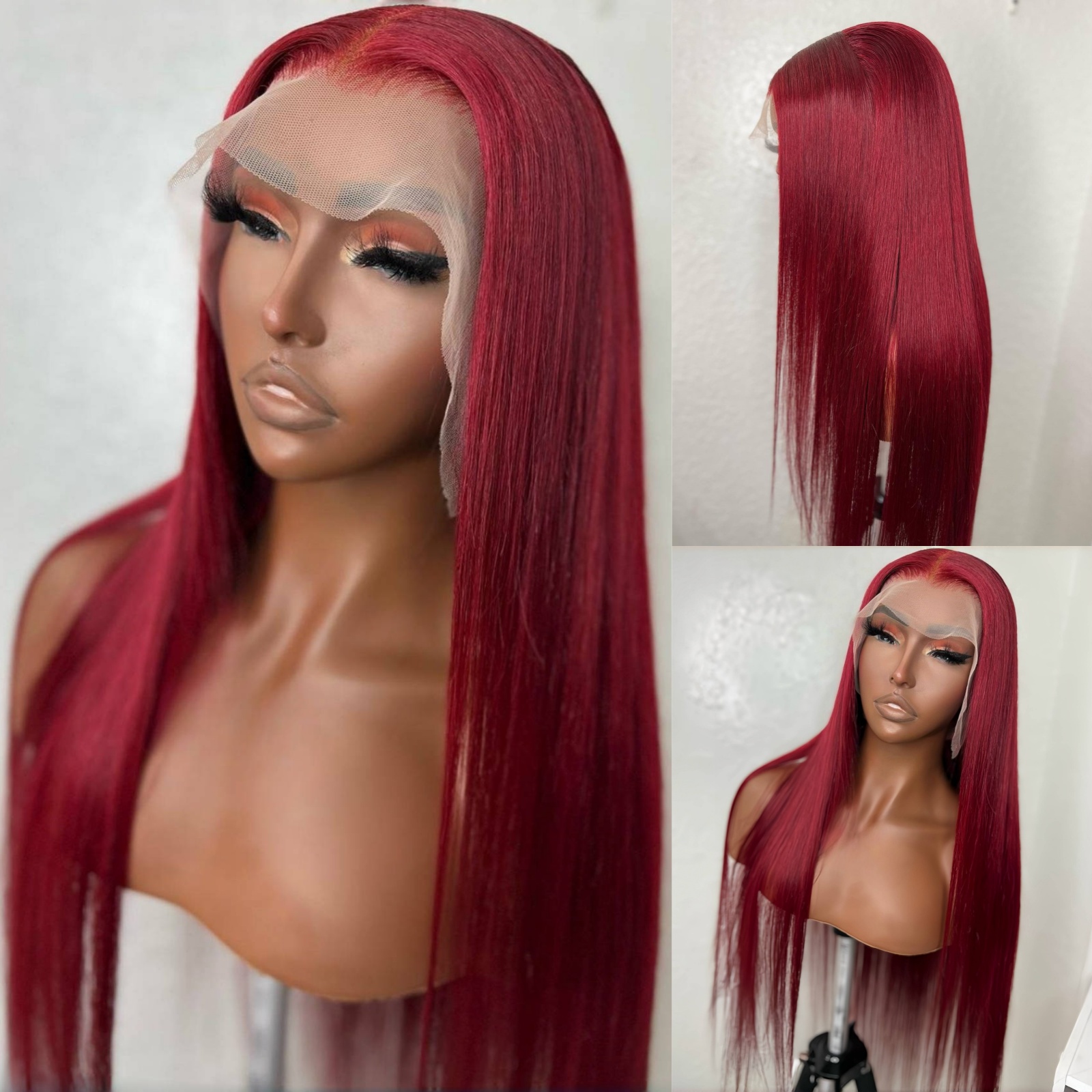 女性用レースフロントウィッグ,長く滑らかな合成かつら,ダークグリーンの髪,熱繊維,13x4