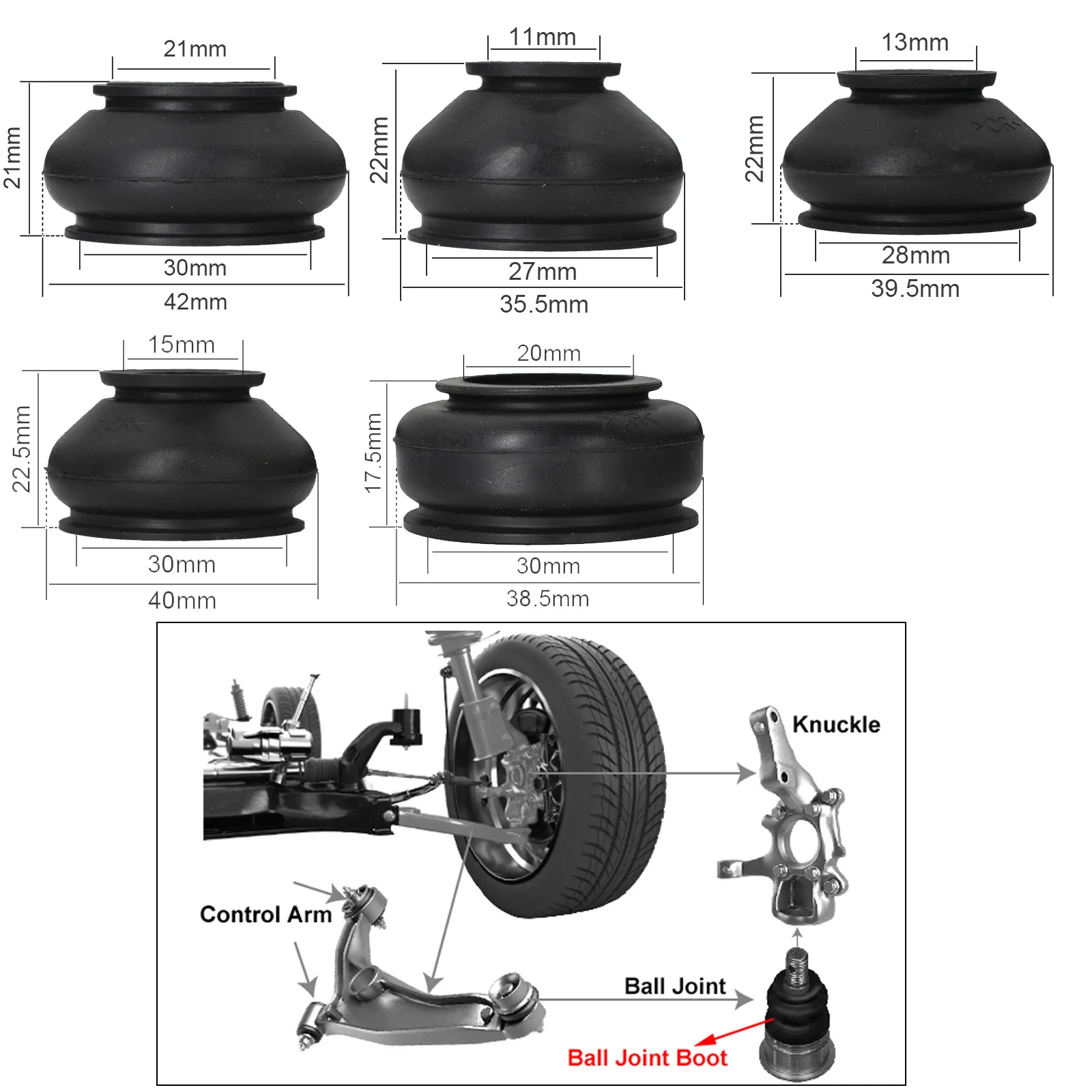 Ball Joint Turn Rods Suspension Steering Boot Dust Cover Control Arm For A3 Accent Solaris C3 Clio 2 Duster Sandero Universal