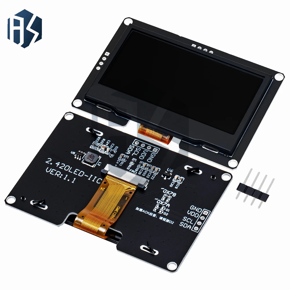 2.42-inch High-Contrast OLED Display Module - 128×64 Resolution, I2C/SPI Interface, White/Blue Options