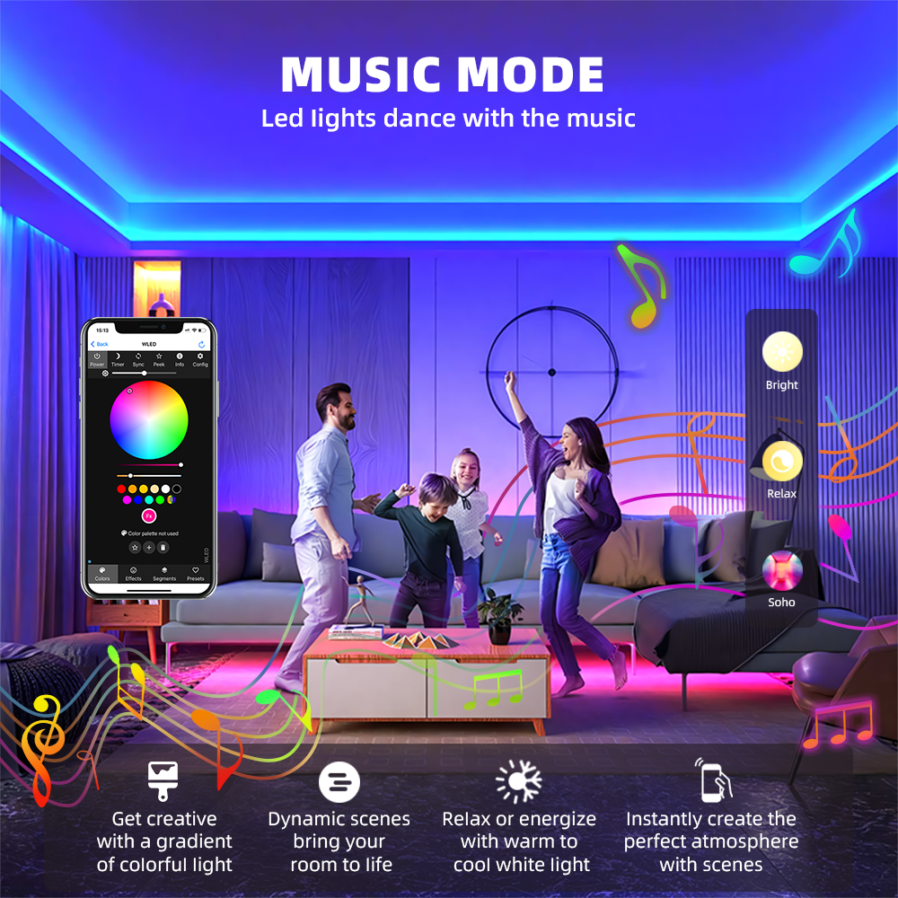 DOMRAEM ESP32 WLED Digital LED strip controller with Mic, USB-C. Supports WS2811/2812B/2814/2805etc. Works with HA/MQTT/Alexa