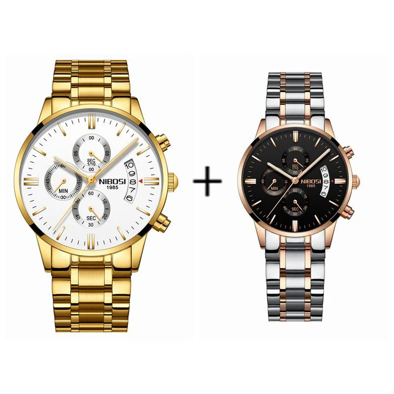NIBOSI-Reloj de cuarzo resistente al agua para Hombre y Mujer, cronógrafo para amantes, para pareja