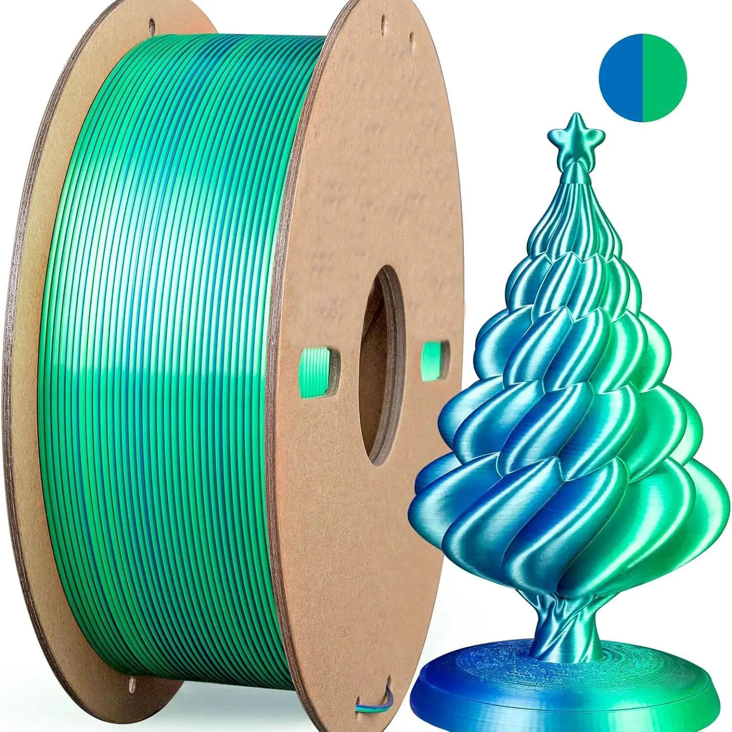 Mehrfarbiges 3D-Drucker-Filament, zweifarbiges 1,75 mm PLA-Seidenglänzendes Druckfilament, 250 g (0,55 lbs), passend für die meisten FDM-3D-Drucker