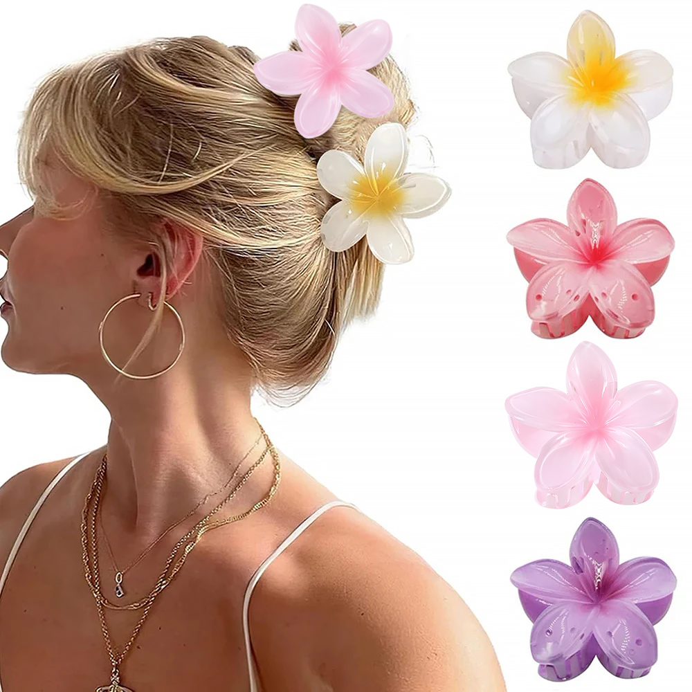 Flower Hair Claw Clips para mulheres e meninas, Bohemia Hairpins, acessórios para cabelo, grandes, praia, férias, moda, 4pcs