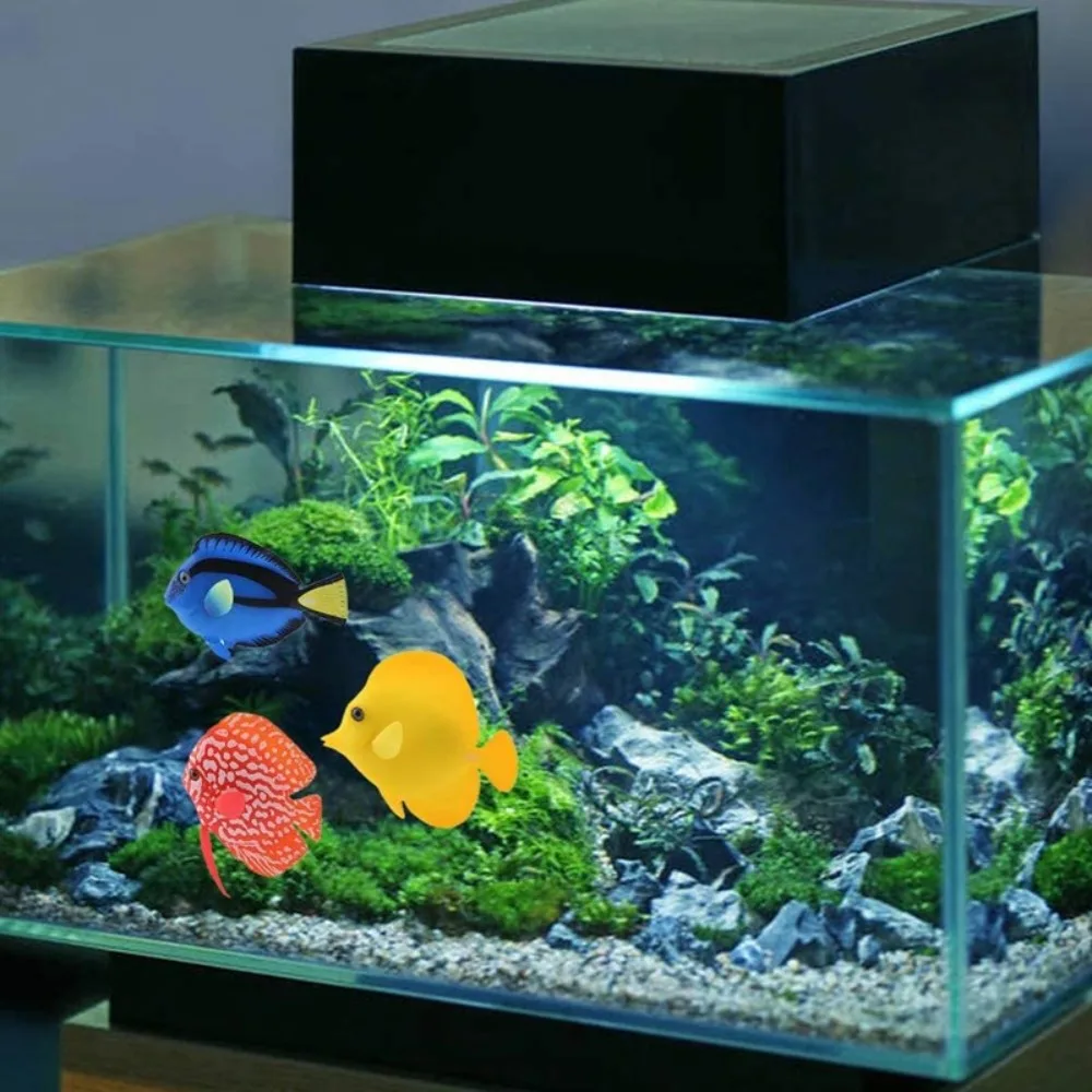 10ชิ้นปลาเขตร้อนเทียมทะเลพลาสติกปลอมขนาดเล็กปลาเขตร้อนจำลองสีสันสดใสปลาลอยของตกแต่งตู้ปลา