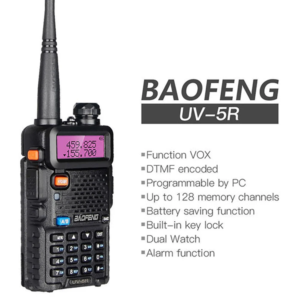 2pcs BAOFENG UV-5R 5W High Power Dual Band Two Way Radio Long Range Handheld Portable Walkies Talkies For Hunting