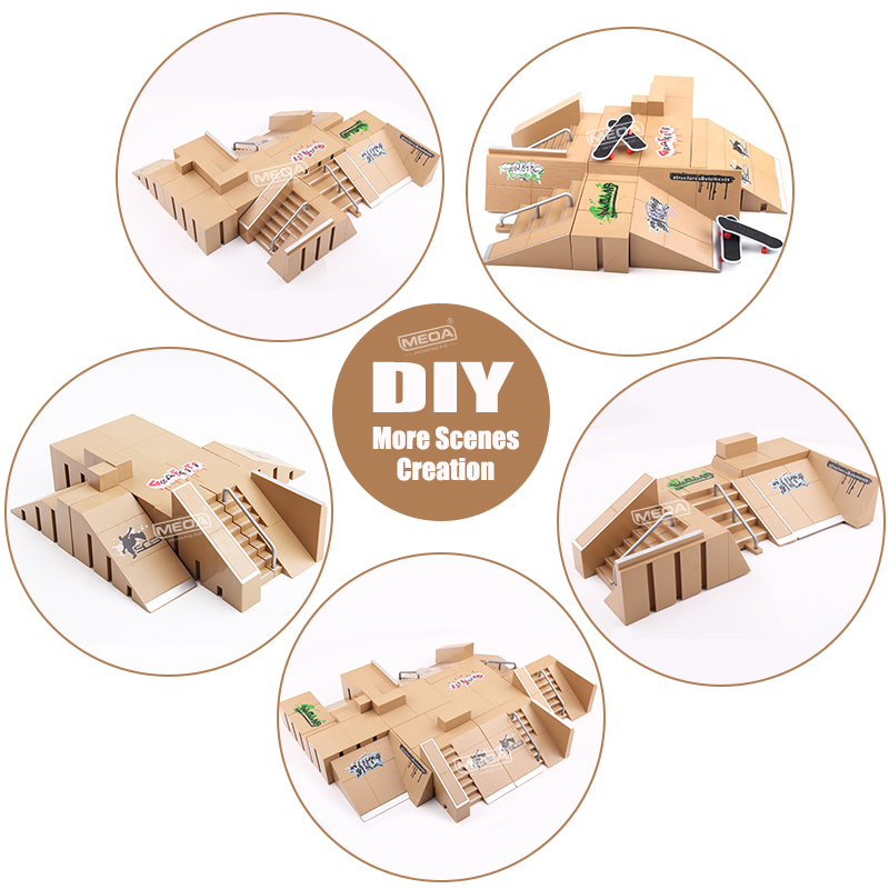 DIY Finger Skateboard Deck Rampe Set Pro Griffbrett Mini Skatepark Kit Mini Stunt Finger Board Skate Training für Kinder Geschenke