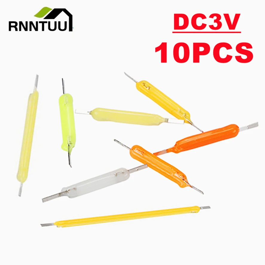 10 Uds. De bombillas Edison de filamento LED COB de 3V, piezas de lámpara, diodos de luz incandescentes, accesorios, decoración de iluminación navideña multicolor
