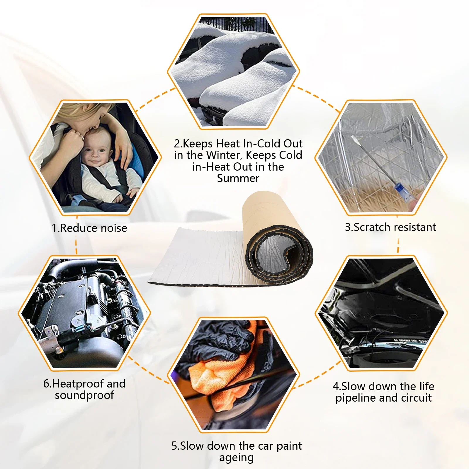 2000*500mm 5/10mm Tappetino acustico per auto Proofing Deadener Isolamento termico acustico Tappetino fonoassorbente Cappuccio Cellule chiuse Accessori in schiuma