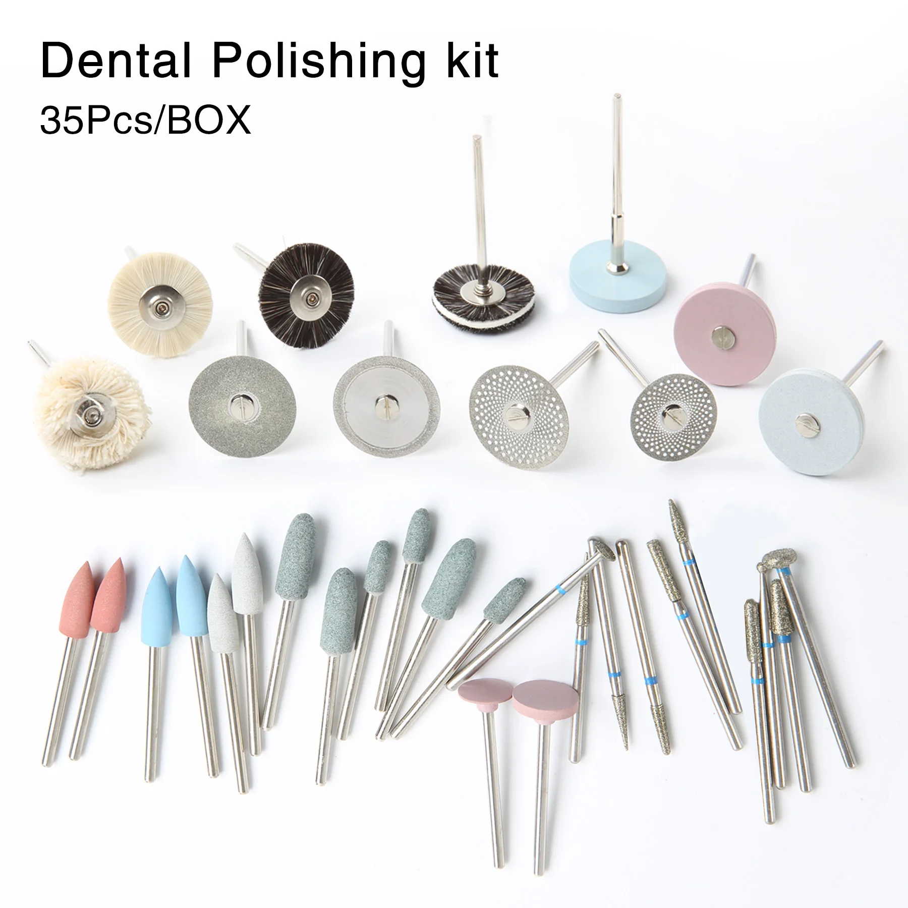 35 sztuk/zestaw Zestaw do polerowania w laboratorium dentystycznym HP Ceramiczne porcelanowe narzędzia do szlifowania dla dentystów Frezy diamentowe Szczotki Materiały