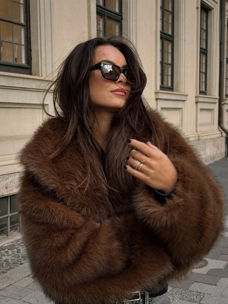 女性用単色フェイクファーぬいぐるみコート、ショートボンバージャケット、長袖アウター、暖かい冬のコート、カジュアルコート、バーガンディ、2022