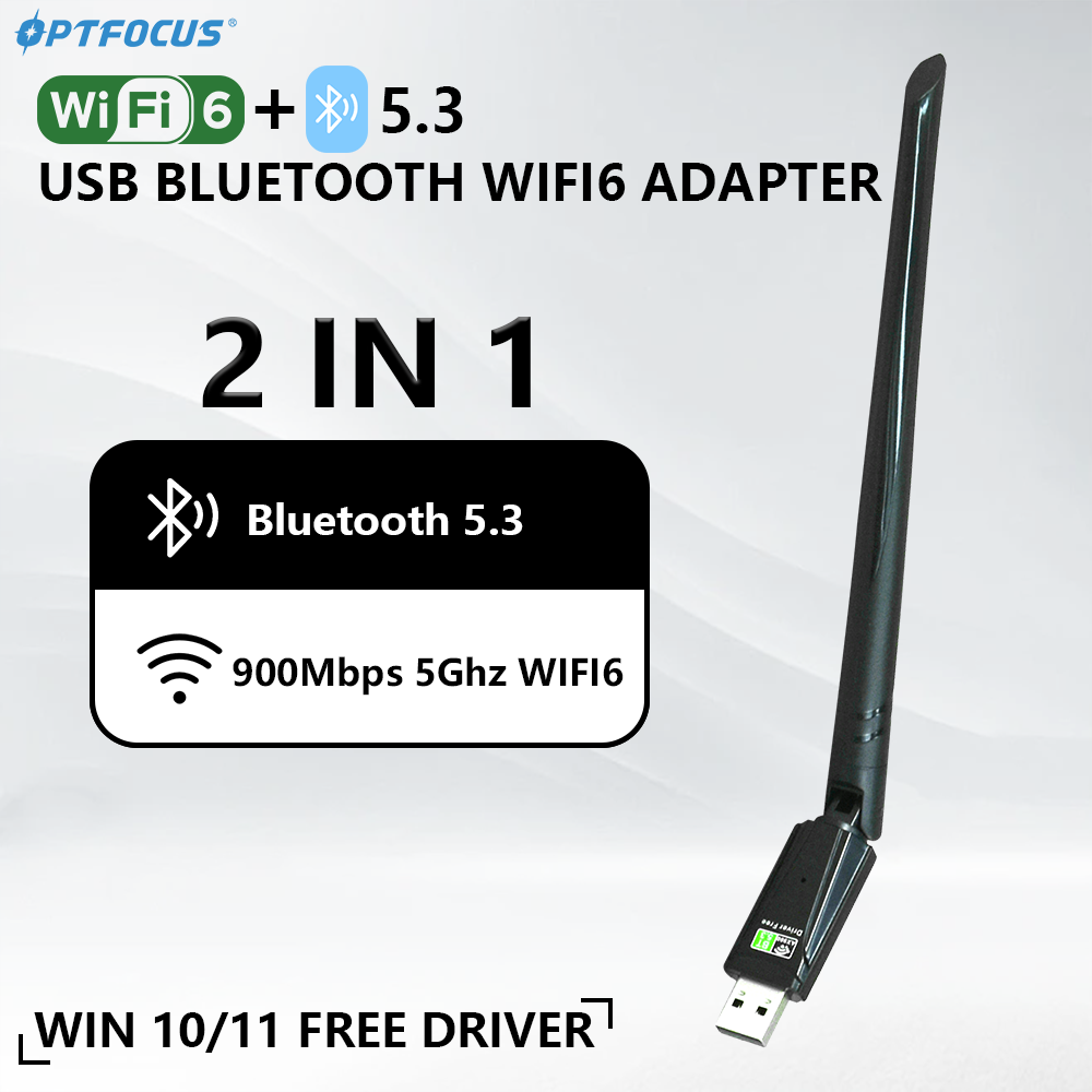 OPTFOCUS 900mbps USB WIFI6E Bluetooth5.3 AX Wifi adaptador 2 en 1 para PC BT wifi5 2,4G 5G 5dbi Dongle Usb receptor WiFi inalámbrico