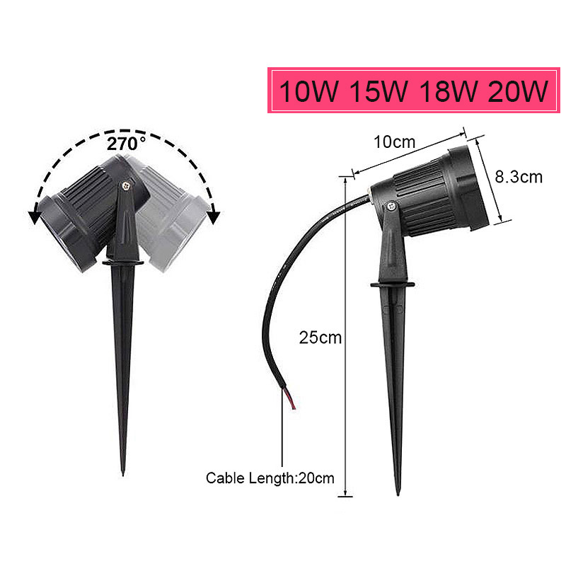 Светодиодный COB Садовое освещение 5 Вт 7 Вт 10 Вт 15 Вт Открытый шип Газонная лампа Водонепроницаемое освещение Прожекторы для садовой дорожки AC110V 220V DC12V 24V