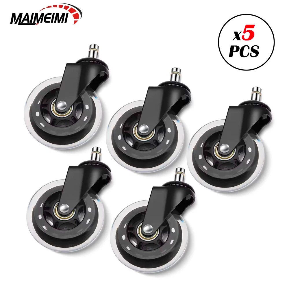 Rodízios de móveis, 5 peças, borracha macia, rodízio giratório, rodas bastante rolo para carrinho, berço de bebê, cama, acessório doméstico
