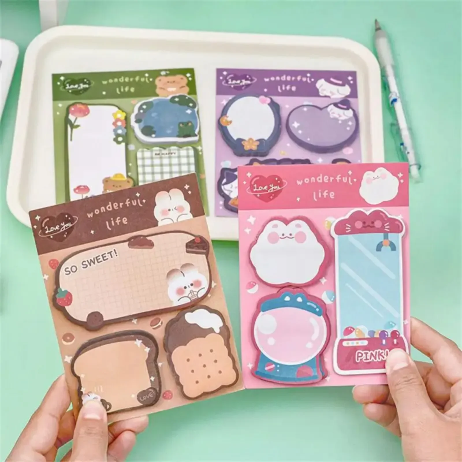 60sheets Sticky Notes Cute Cartoon Colorful Memo Pad Ins Kawaii Stationery Posted Tabs Its Memo Message Paper School Supplies