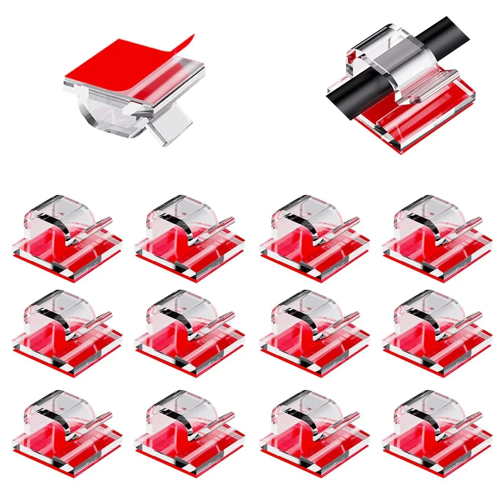 50 clip adesive per cavi, cavi trasparenti, gestione dei cavi esterni, organizer per cavi, supporto per cavi per cavo TV da parete per auto sotto la scrivania