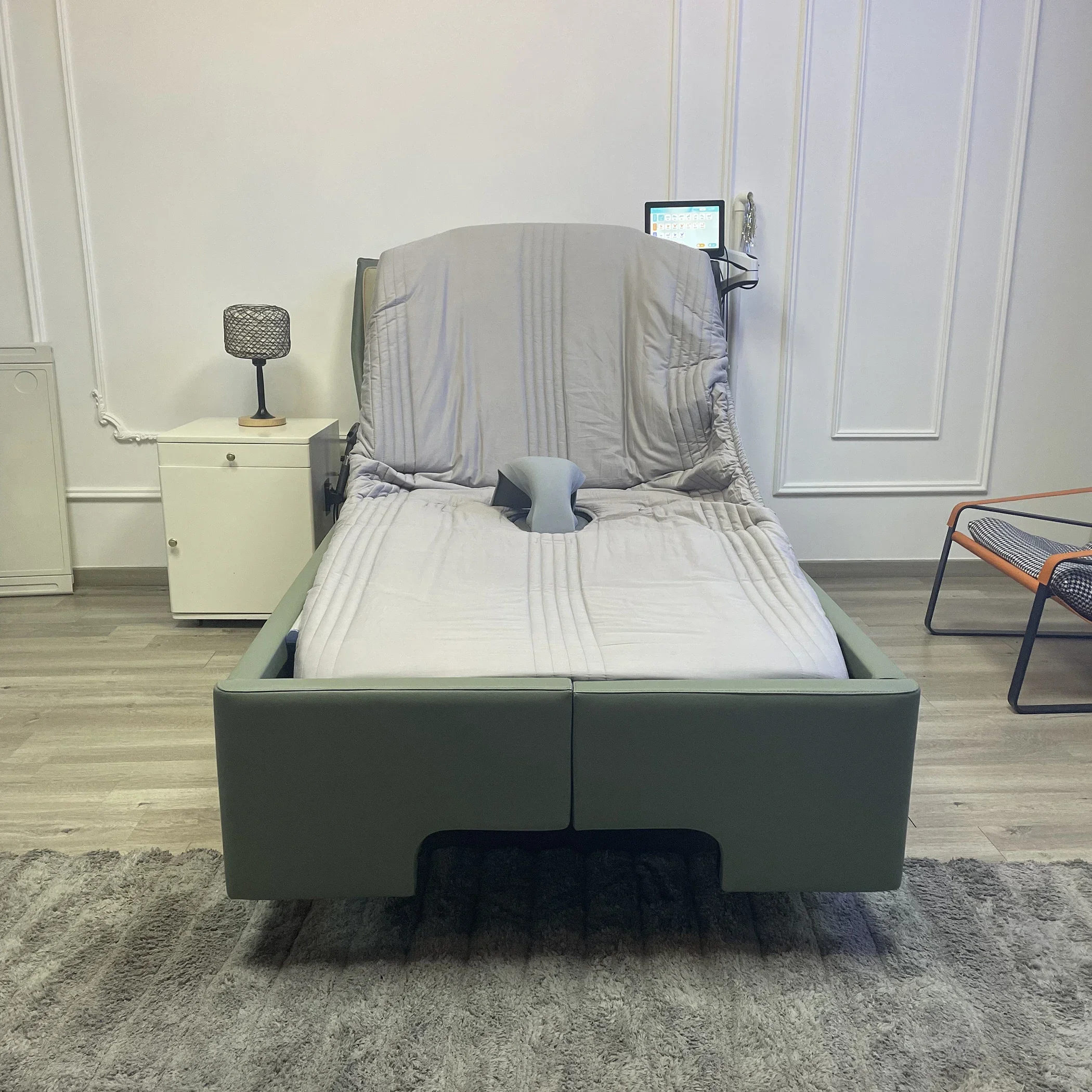 Cama de enfermería inteligente para el hogar con respaldo ajustable, elevación y descenso para personas mayores, uso cómodo para el cuidado