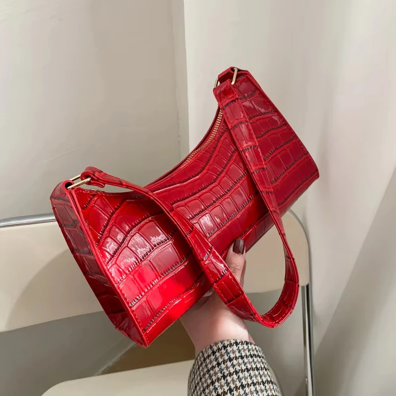 Mode PU Leder Taschen für Frauen Alligator Muster Achsel Handtasche Weibliche Kleine Unterarm Messenger Tasche Geldbörse
