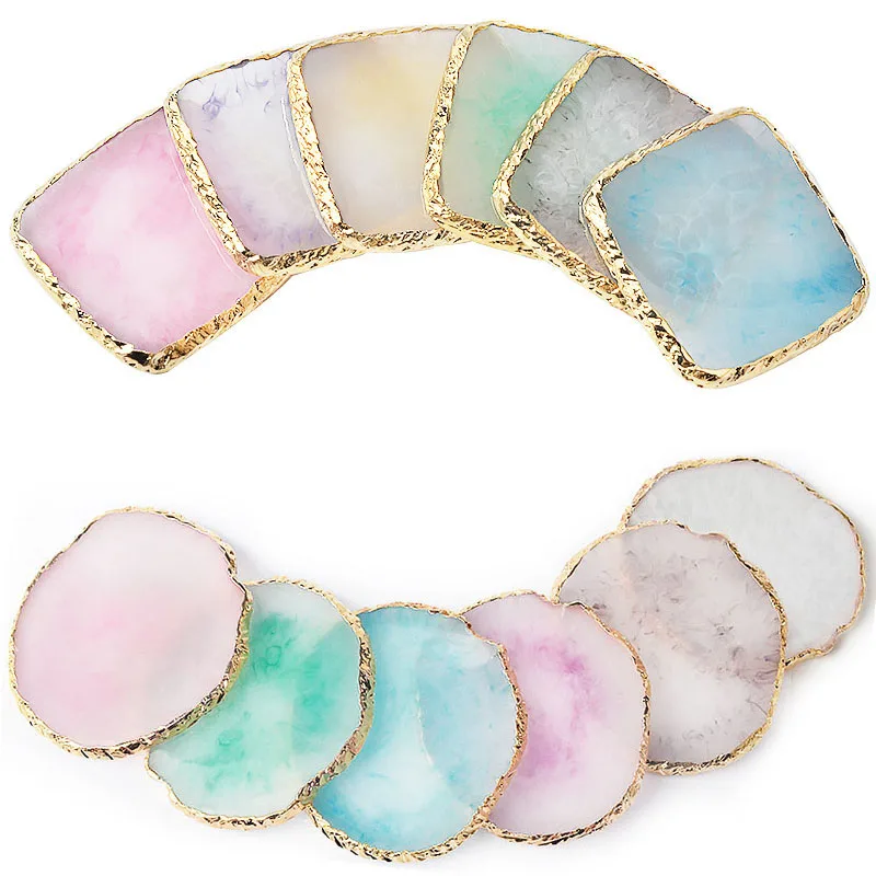 1PC รอบเรซิ่นอาเกตหินเล็บ Palette เคล็ดลับเล็บปลอมผสมสีวาดพาเลทเจลชั้นวางเล็บเครื่องมือ
