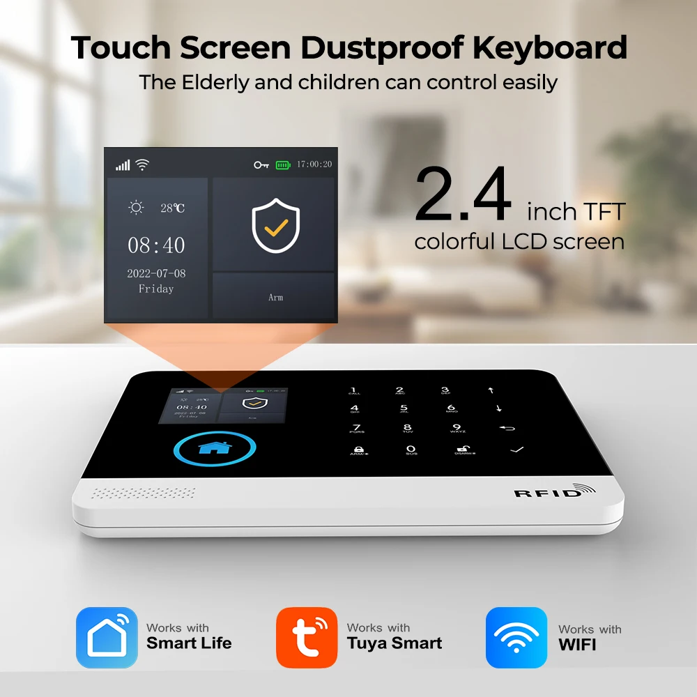 GauTone PG103 Hệ Thống Báo Động Cho Gia Đình Trộm An Ninh 433MHz WiFi GSM Báo Động Không Dây Tuya Nhà Thông Minh Ứng Dụng Điều Khiển