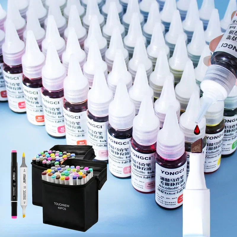 56 Màu 20ML Rượu Bút Nạp Mực In Cảm Ứng Đa Năng Ly Đá Bảo Vệ Môi Trường Nghệ Thuật Tranh Văn Phòng Phẩm Phụ Kiện