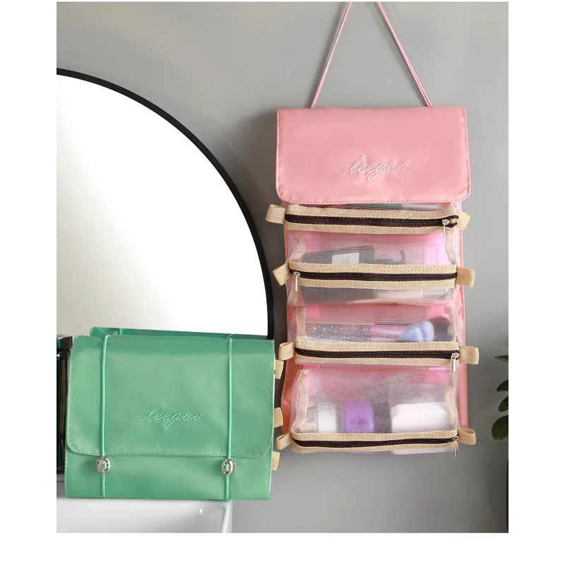 Female portable large capacity makeup bag, skincare sub packaging, toiletries bag, travel makeup brush, partitioned storage bag