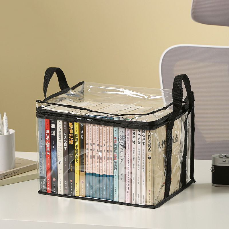 Foldable book box student dormitory classroom book organizer transparent waterproof household book organizing storage box