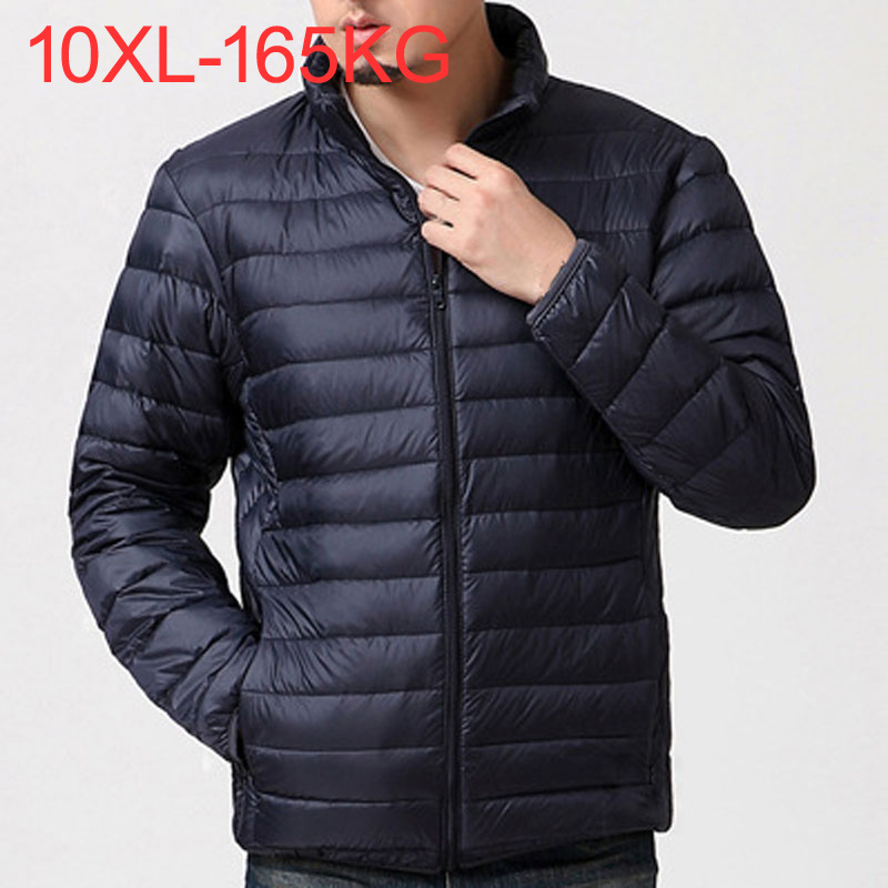 Winter Jacke mit Stehkragen für Männer Dicke Warme Parka Einfarbig Modische Streetwear Plus Größe 9xl 10xl