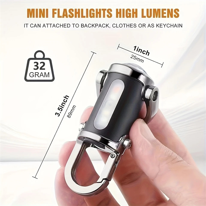 Leistungsstarke Mini-COB-LED-Schlüsselanhänger-Taschenlampe, USB wiederaufladbar, hängendes Arbeitslicht, wasserdichter Schlüsselanhänger, Camping, Wandern, Taschenlampe