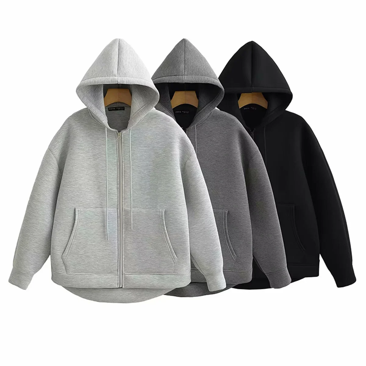 Herfst Winter Vintage Rits Hoodie Vrouwen Lange Mouw Zak Jas Effen Losse Sweatshirts Casual Straat Jas Dame Outfit Wear