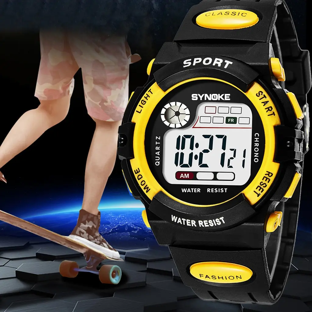 SYNOKE-reloj electrónico multifuncional para niños y estudiantes, accesorio deportivo, resistente al agua, ligero y a la moda