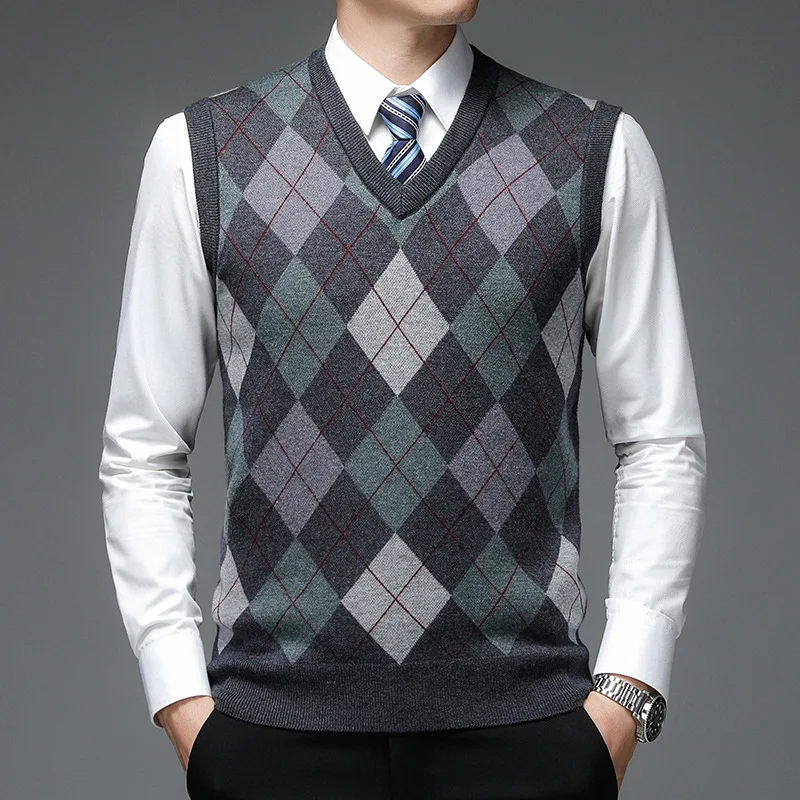 Qiu Dong Herren-Strickpullover, ärmellos, mittleres Alter und alte Herren, um warm zu bleiben, Ma3 Jia3, Freizeit-Körper, alltäglicher Pelzschal