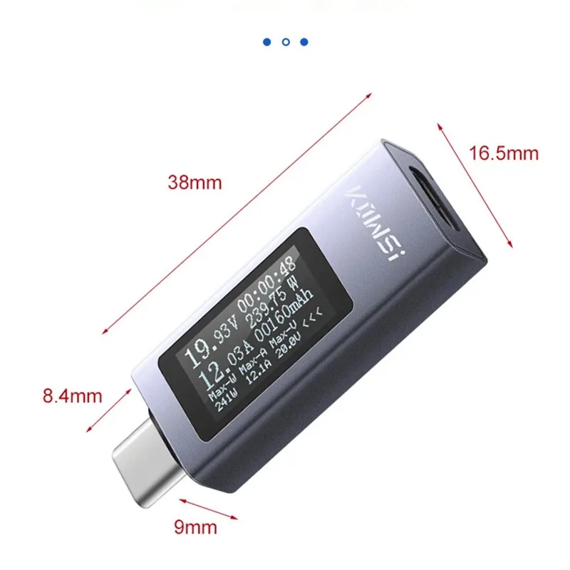 KWS-2301C Type-C 전류 및 전압 모니터 DC 4-30V 0-12A 전력계 테스터 PD 배터리 용량 디지털 LCD 디스플레이 미터