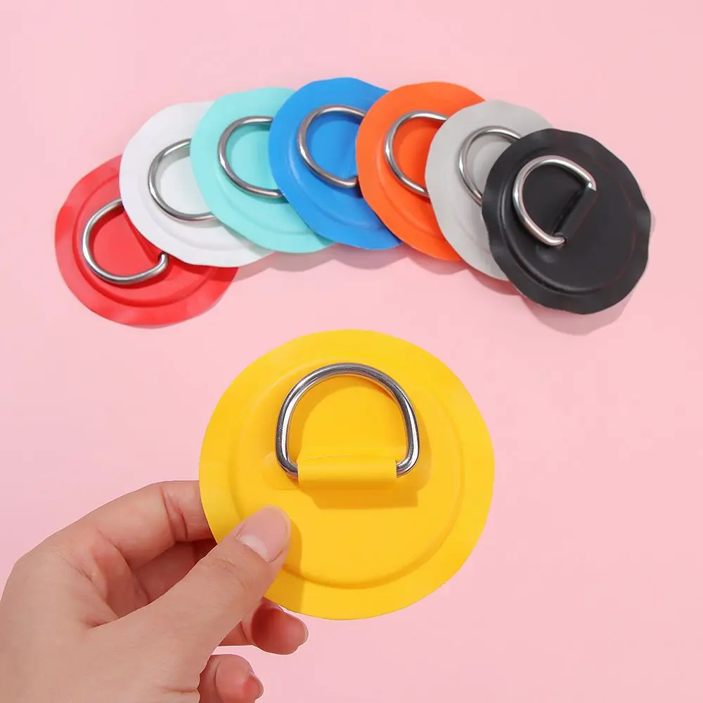 Parche de PVC para tabla de surf, accesorio con cubierta de anillo en D de acero inoxidable, almohadilla de anillo redondo Sup, Kit de cuerda elástica de 5M, 1/4 Uds.