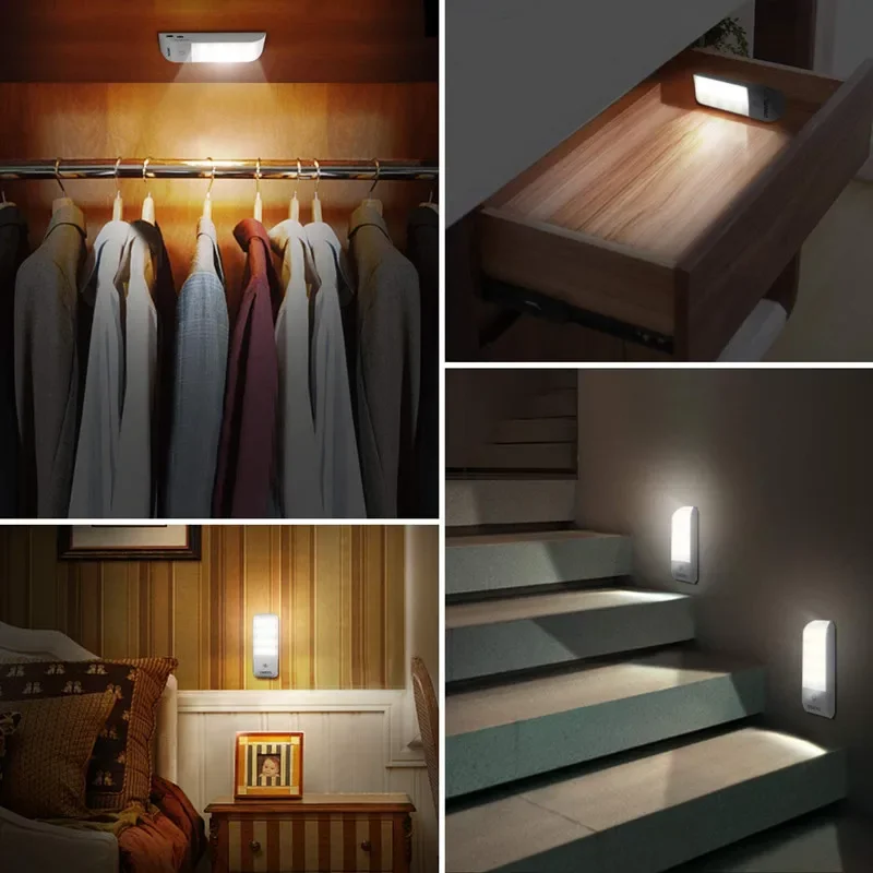 모션 센서 LED 야간 조명 USB 충전식 벽 조명 캐비닛 옷장 통로 계단 침대 옆 침실 야간 조명