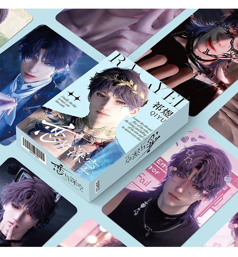 55Pcs/Set Game Love And Deepspace Laser Lomo Card Sylus Zayne Rafayel Xavier Caleb Game Characters Photo Cards Christmas Gift