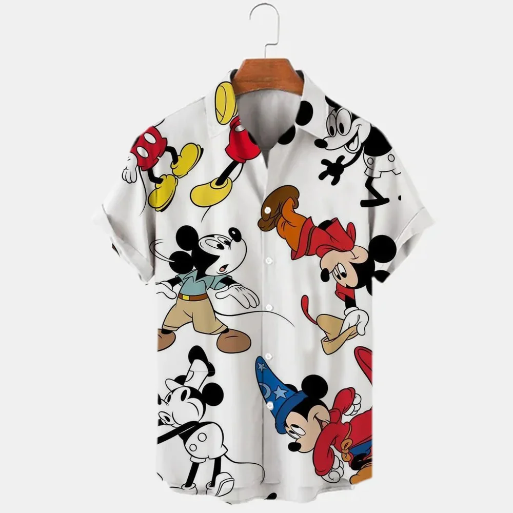 2023 3D impreso Disney Pato Donald Mickey Mouse camisa Floral camisa de los hombres moda de verano tendencia Vintage Boutique Top