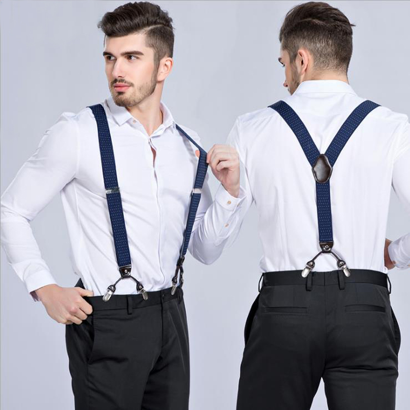 Tirantes de moda de cuero negro, 6 Clips, tirantes Vintage informales, Tirante, pantalones, tirantes, bretele, regalo para padre/marido