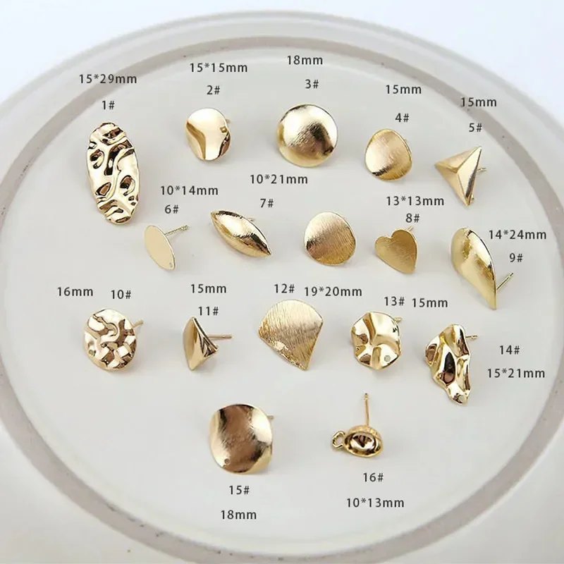 10 ชิ้น/เซ็ต DIY สแตนเลสสตีลต่างหูตัวเชื่อมต่อรอบไม่สม่ําเสมอสีทองต่างหูกลับต่างหูการตั้งค่าสําหรับเครื่องประดับทํา